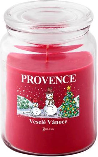 Vela aromática en tarro de cristal PROVENCE muñeco de nieve navideño 95 h
