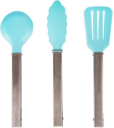 Pinzas para ensalada Toro de 18 cm, nylon y acero inoxidable, turquesa