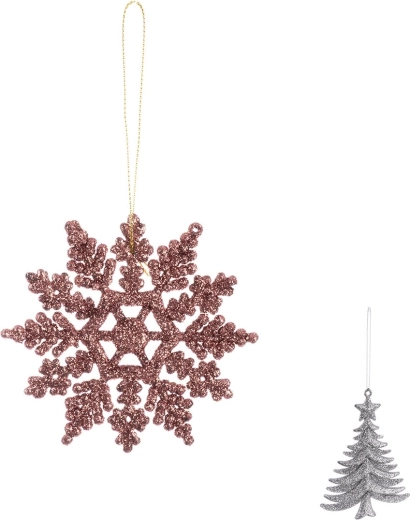 Adorno navideño colgante de plástico con purpurina – mix de variantes