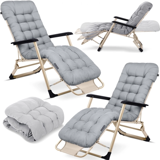 Tumbona de jardín plegable con cojín Sofotel ChillWell, juego de 2 uds., gris claro