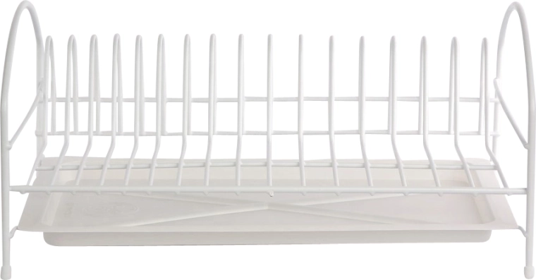 Escurridor de platos de un nivel de 40 cm, blanco, con bandeja de goteo