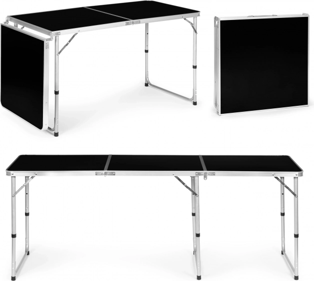 Mesa de camping plegable MultiGarden 180 × 60 cm, negra