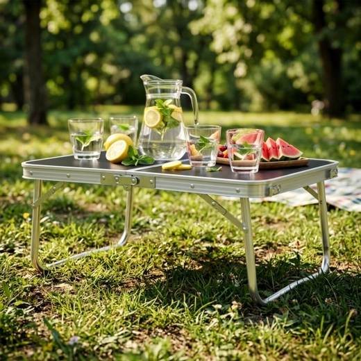 Mesa baja ideal para picnic y camping