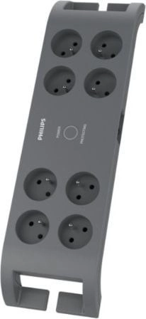 Regleta alargadora con protección contra sobretensiones PHILIPS, 8 tomas, 2 m