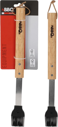 Brocha para parrilla de acero inoxidable con mango de madera 37,6 × 4,2 cm