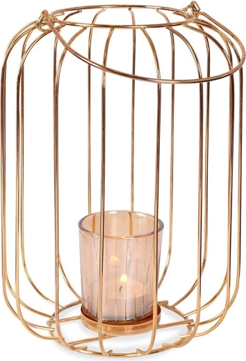 Farol metálico dorado para vela 21,5 cm