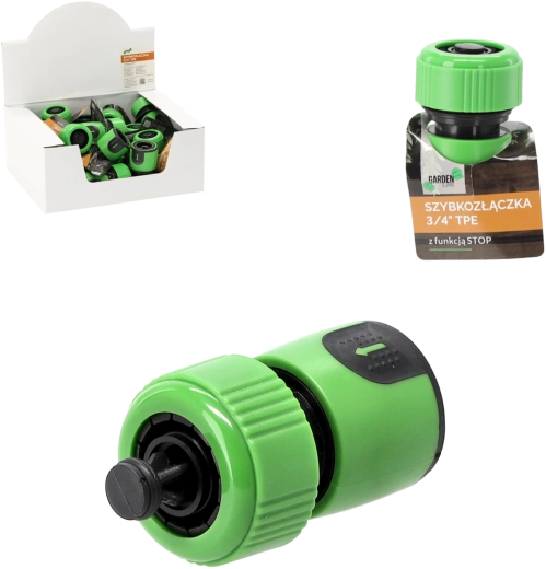 Conector rápido 3/4" con función STOP, superficie de TPE