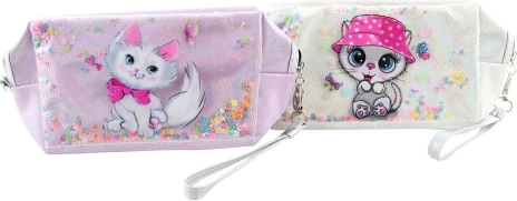 Neceser de viaje de polipiel con lentejuelas de gatito - 1 pieza