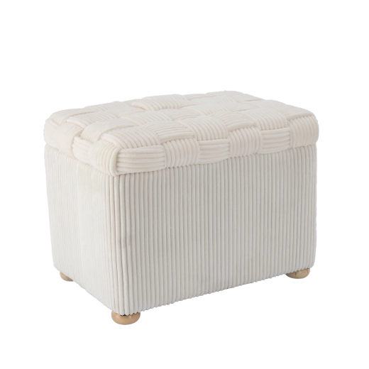 Taburete rectangular trenzado de color beige 60 × 40 × 44 cm