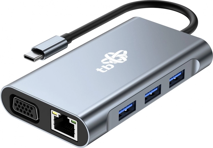 Hub USB‑C 8 en 1 con HDMI, VGA, RJ45 y alimentación PD