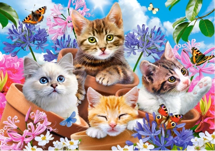 Puzzle de 500 piezas – gatitos con flores