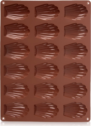 Molde de silicona para madeleines con forma de concha, marrón 32 × 24,5 × 2 cm