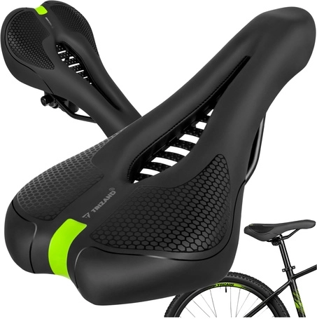 Sillín de bicicleta Trizand 28 × 14 cm, cómodo, con suspensión, negro