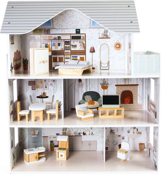 Casa de muñecas de madera Emma Residence con muebles de ECOTOYS