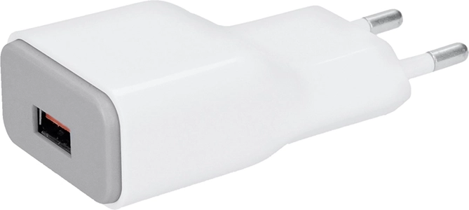 Adaptador de carga USB Solight con carga rápida Qualcomm (1× USB-A), blanco/gris
