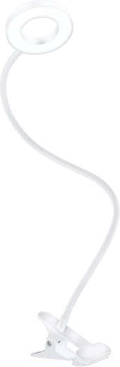 Solight lámpara de escritorio LED regulable con pinza blanca 300 lm con temperatura de luz ajustable USB