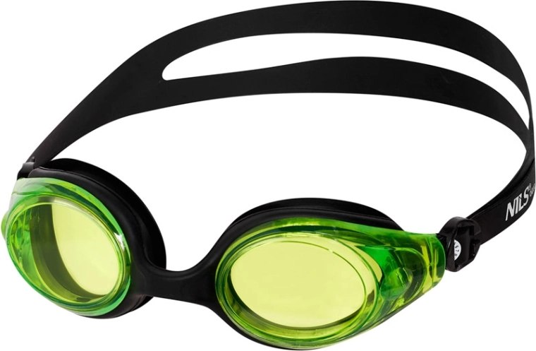 Gafas de natación NILS Aqua negro-verde con Anti-Fog y protección UV