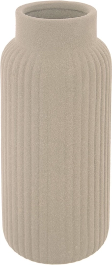 Jarrón de porcelana beige con superficie acanalada 24,5 cm