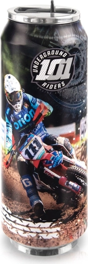 Taza térmica con forma de lata de 700 ml con diseño de motocross