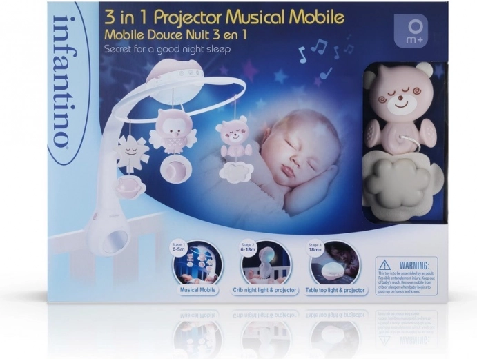 Carrusel musical 3 en 1 INFANTINO – Rosa empolvado