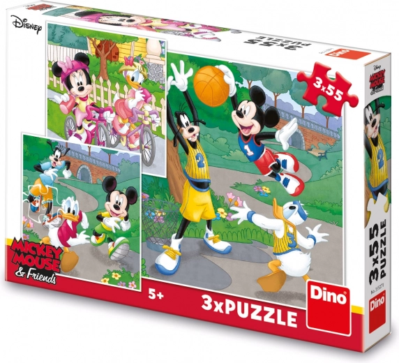 Puzle MICKEY Y MINNIE hacen deporte 3×55 piezas