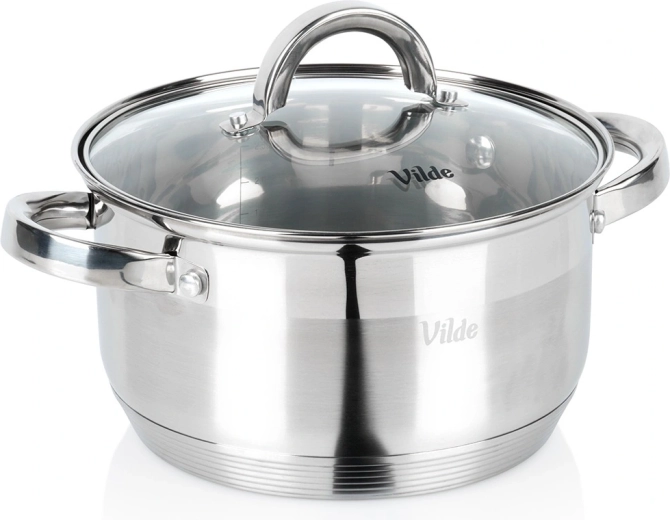 Olla de acero inoxidable con tapa de cristal 20 cm, 3,4 l
