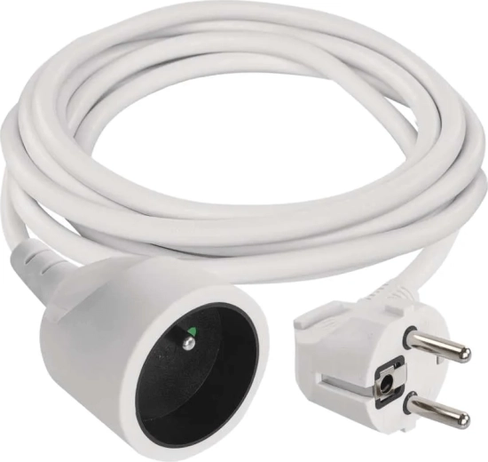 Cable alargador EMOS 2 m, 1 toma, blanco