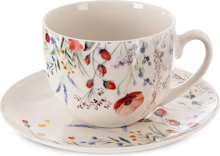 Taza de porcelana con platillo blanca Maki 260 ml