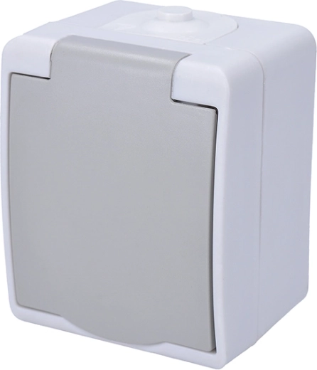 Toma exterior Solight para zonas húmedas IP54 gris - 1 pieza