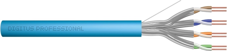 Cable de datos de instalación cat. 6A U/FTP, LSOH, AWG 23/1, 50 m, azul claro