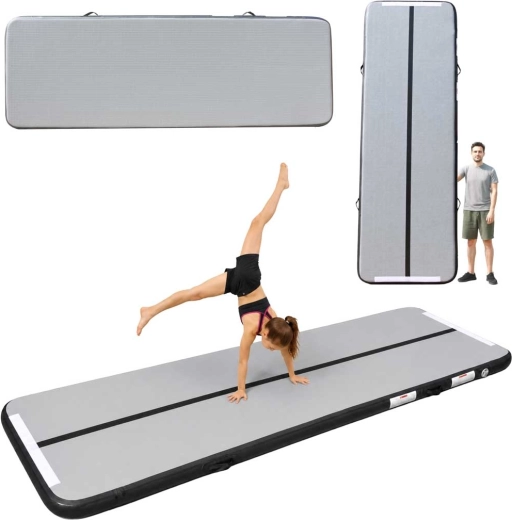 Air track colchoneta gimnástica inflable 400 × 100 × 10 cm gris