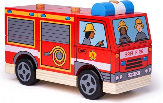 Camión de bomberos de madera con piezas encajables BIGJIGS
