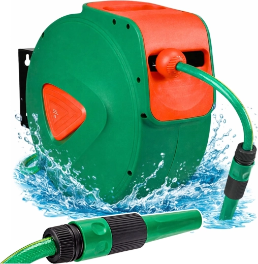 Enrollador automático de pared con manguera de jardín de 20 m