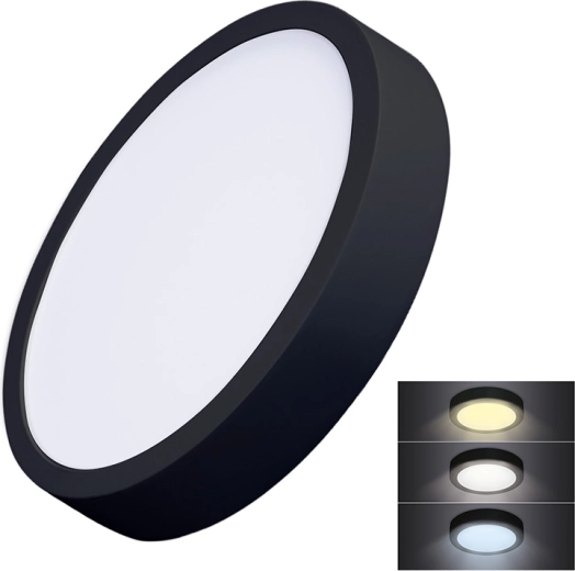 Mini panel LED de superficie Solight CCT 24 W, redondo, negro