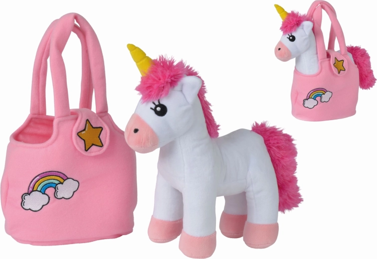 Unicornio de peluche en bolso