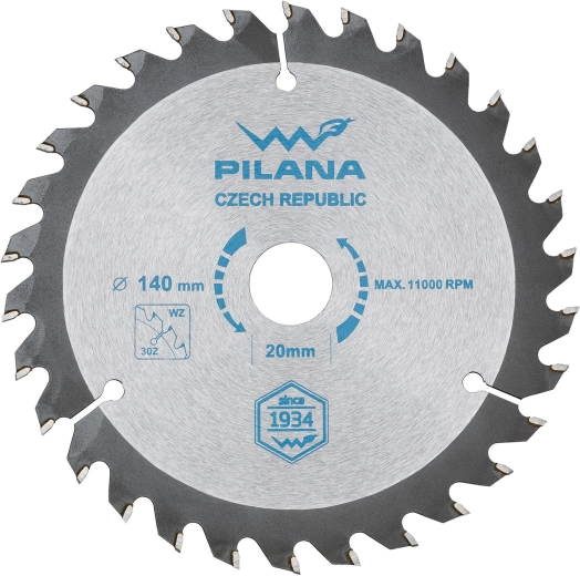 Hoja de sierra PILANA 140 mm, 30 dientes, SK WZ, orificio 20 mm