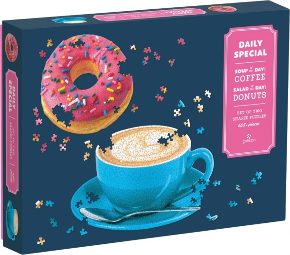 Set especial de puzles 2 en 1: donut y taza de café, aproximadamente 625 piezas