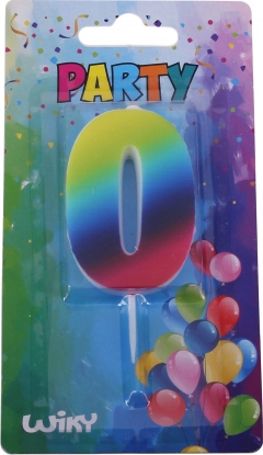 Vela de fiesta número 0 arcoíris