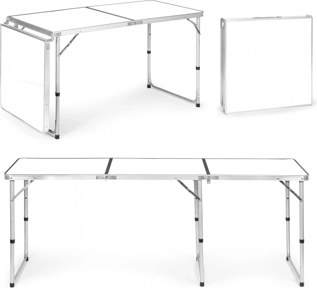 Mesa de camping plegable MultiGarden 180 × 60 cm, blanca
