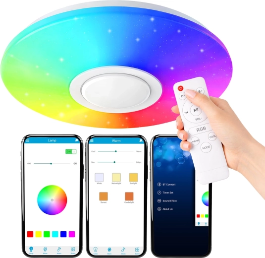 Lámpara de techo LED RGB con altavoz Bluetooth de 40 W
