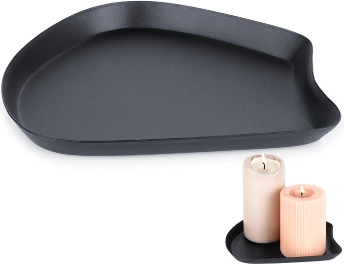 Bandeja metálica negra para velas y decoraciones 17 × 15,5 cm