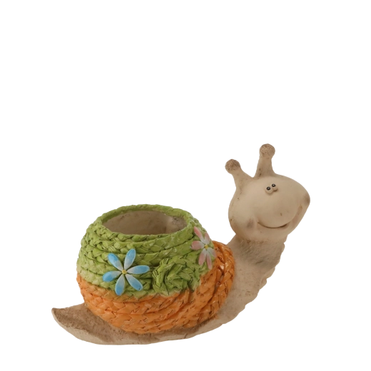 Macetero de jardín en forma de caracol con concha trenzada de polirresina