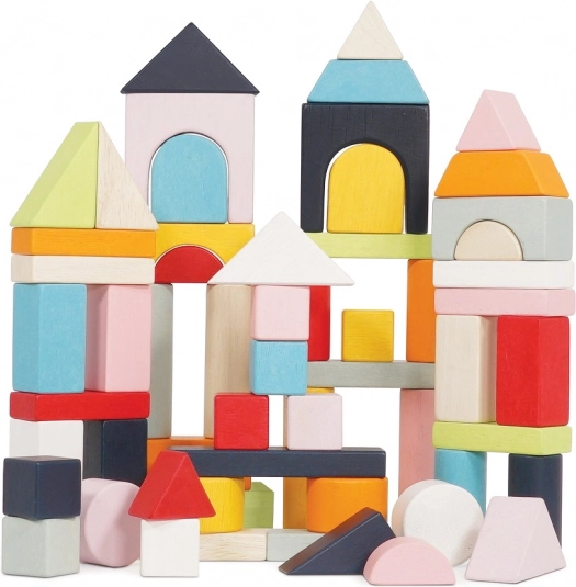 Le Toy Van Petilou bloques de madera de colores en bolsa de algodón, 60 uds.