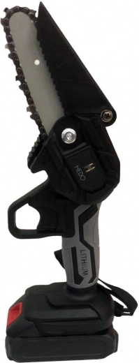 Mini motosierra de cadena a batería HEDO, compacta, negra, 2 baterías