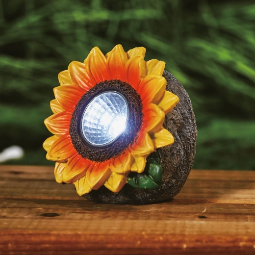Luz solar de jardín con forma de girasol y LED blanco