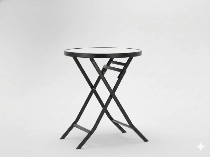 Mesa de jardín redonda plegable de 60 cm negra