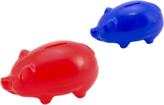 Hucha cerdito de plástico 16 cm, 2 colores