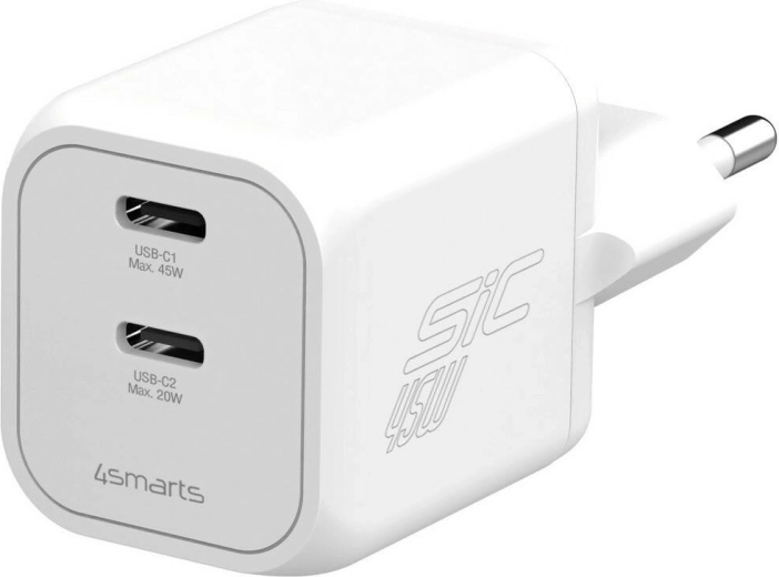 Cargador de red 4smarts 45 W PD SiC Dual blanco