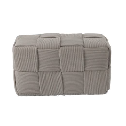 Puf rectangular tejido de color gris claro, 60 × 32 × 32 cm