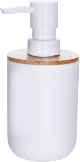 Dispensador de jabón Whitney de plástico y bambú 0,33 l blanco